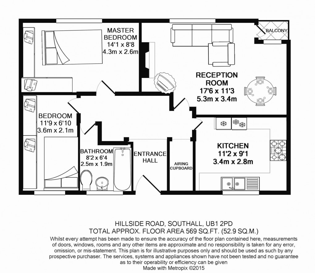 Floorplan for Hillside Road, Southall, UB1